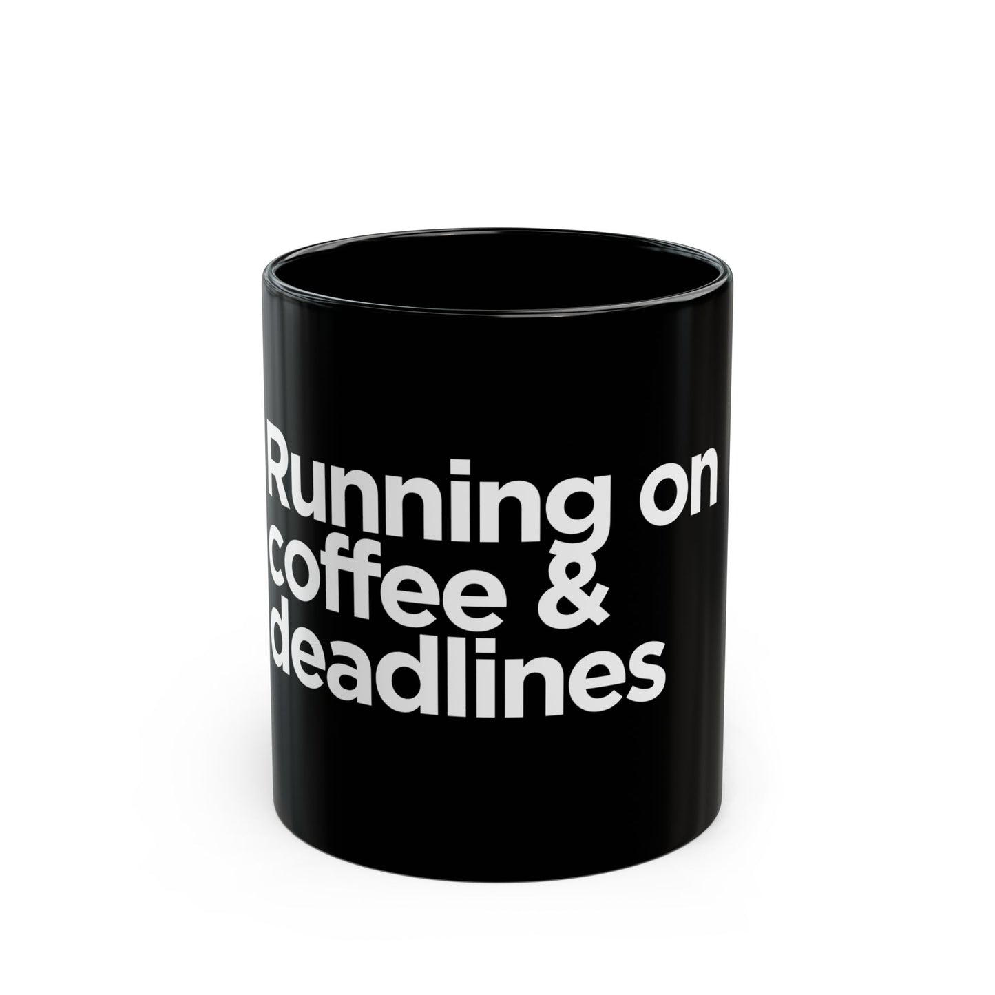 Running on Coffee & Deadlines Mug (Black)